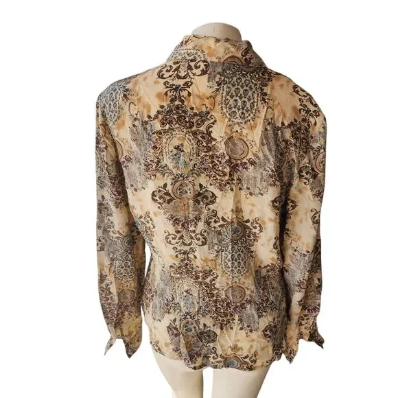 Tess Blouse Womens Sz 8 Vintage Silk Mature Boho Arsty Art To Wear Cottagecore - Picture 3 of 4